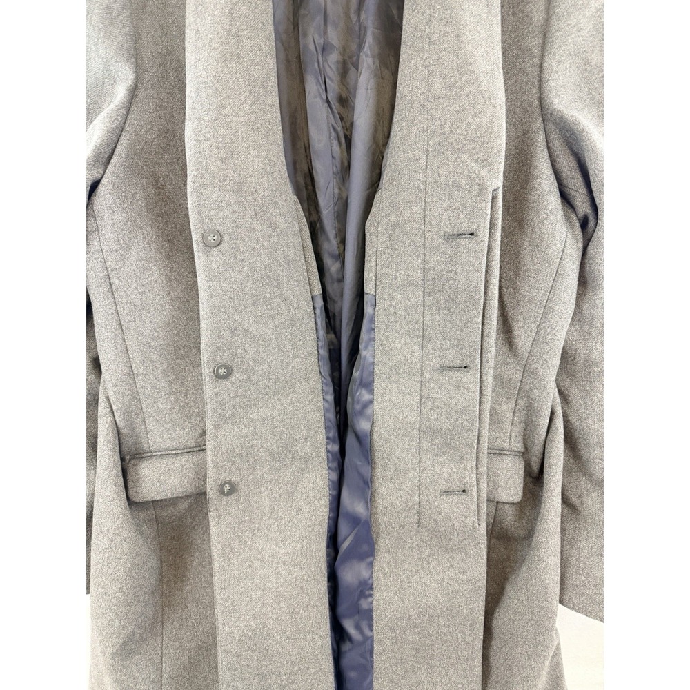 Express Men's Wool Blend Classic Topcoat Size XXL 2XL Gray 3 Hidden Buttons EUC - Picture 10 of 16